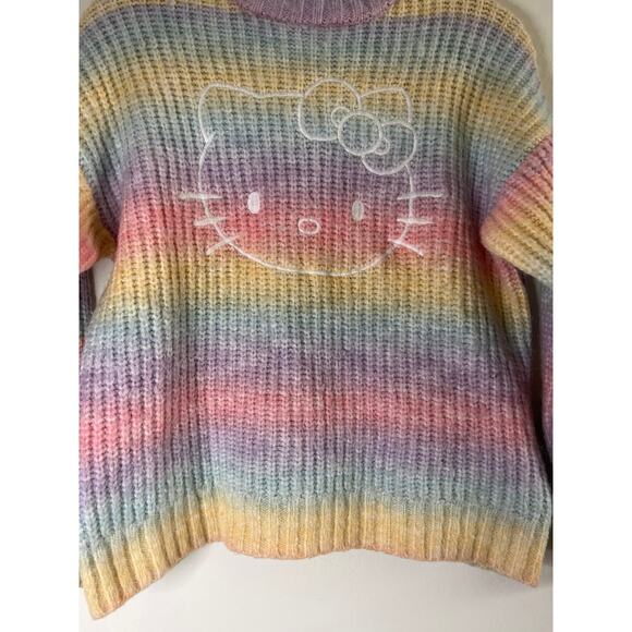 F21 Forever 21 x Hello Kitty Appliqué Pastel Rainbow Knit Crewneck Sweater - Picture 7 of 16